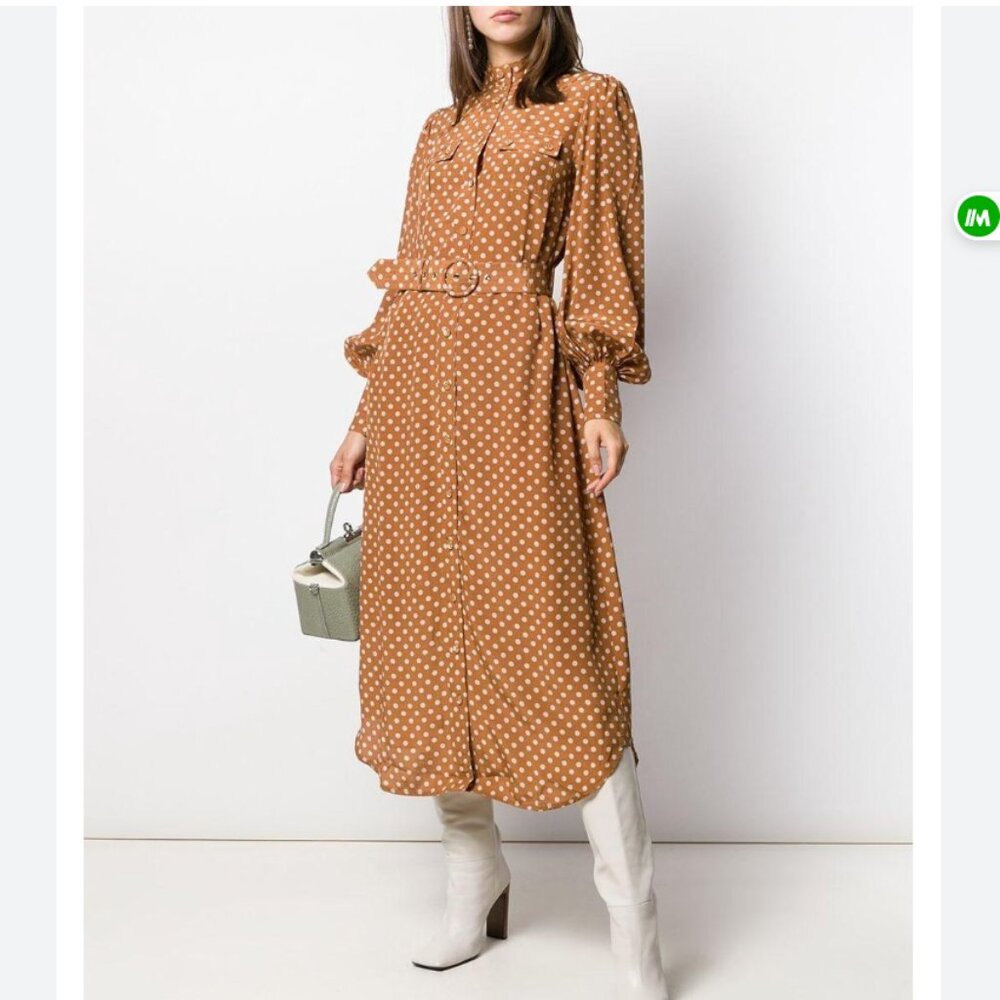 Zimmermann Brown Polka-Dot Silk Midi Dress – Size 1 (US 4) - Picture 2 of 14